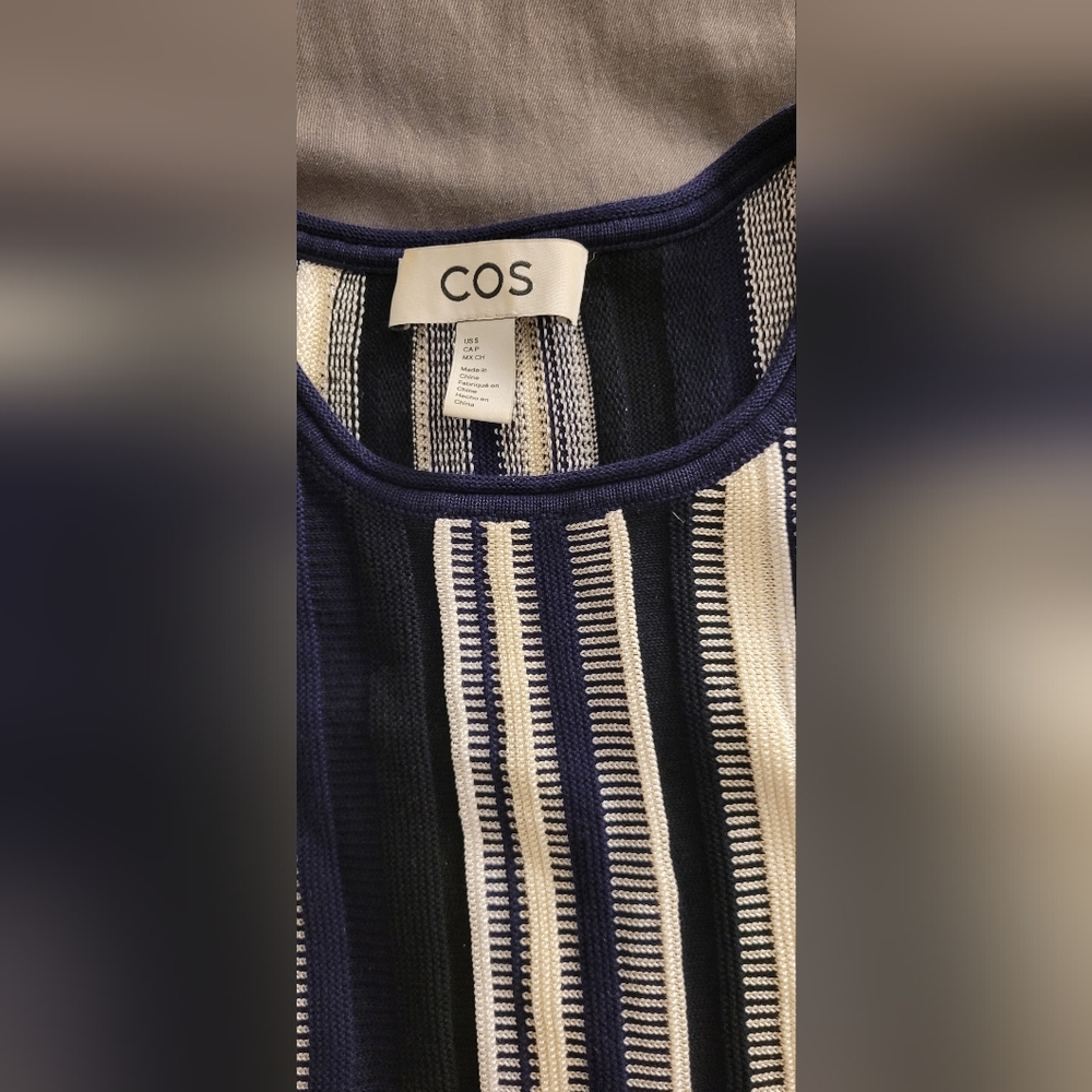 COS Navy, Cream & Beige Striped Ribbed Tank Top - Picture 4 of 7